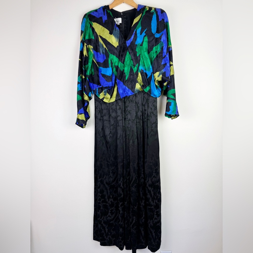 Lillie Rubin Vintage 80's Jacquard Silk Jumpsuit